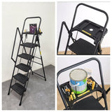 5 - Step Ladder Foldable Step Stool with Tool Tray and Wide Non Slip Pedals Sturdy Steel - Fab Heavy Parts