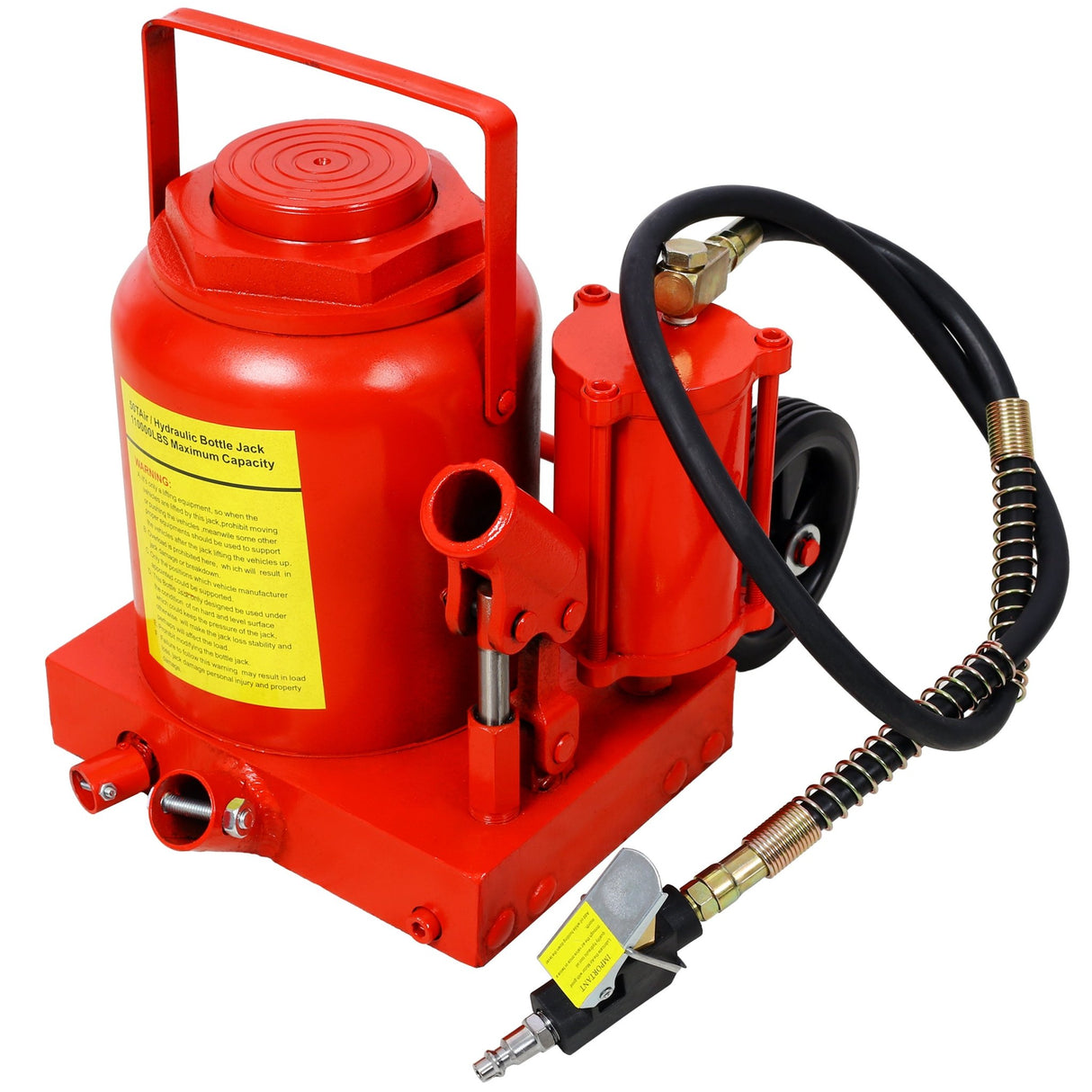 50 Ton 100,000LBS Air Hydraulic Bottle Jack with Pneumatic & Manual Hand Pump Rugged Steel Construction - Fab Heavy Parts