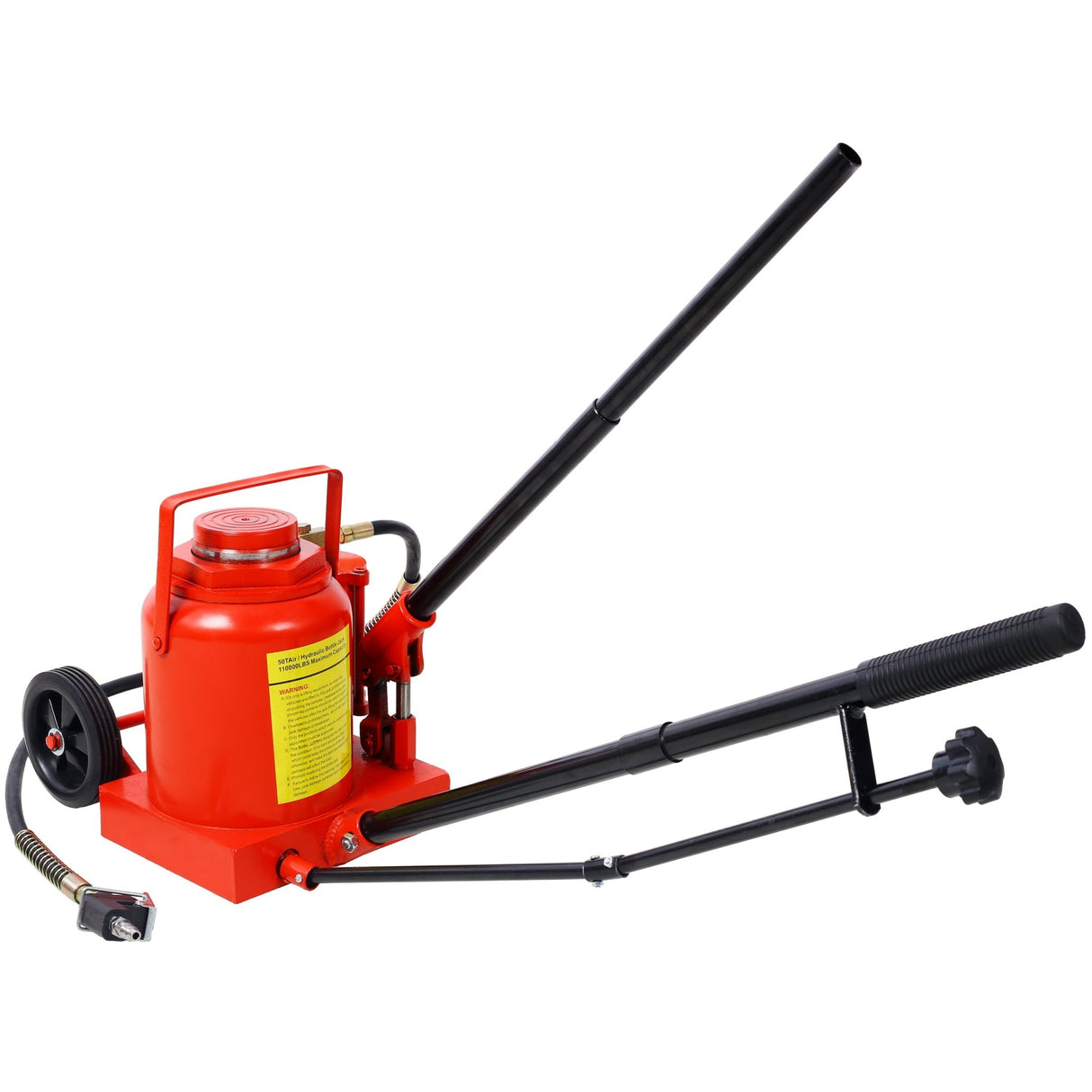 50 Ton 100,000LBS Air Hydraulic Bottle Jack with Pneumatic & Manual Hand Pump Rugged Steel Construction - Fab Heavy Parts
