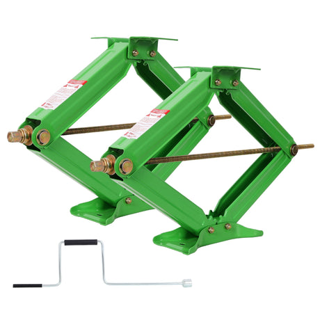 5000 lbs RV Scissor Jacks 24 in RV Stabilizer Leveling Scissor Jacks, Set of 2 - Green - Fab Heavy Parts