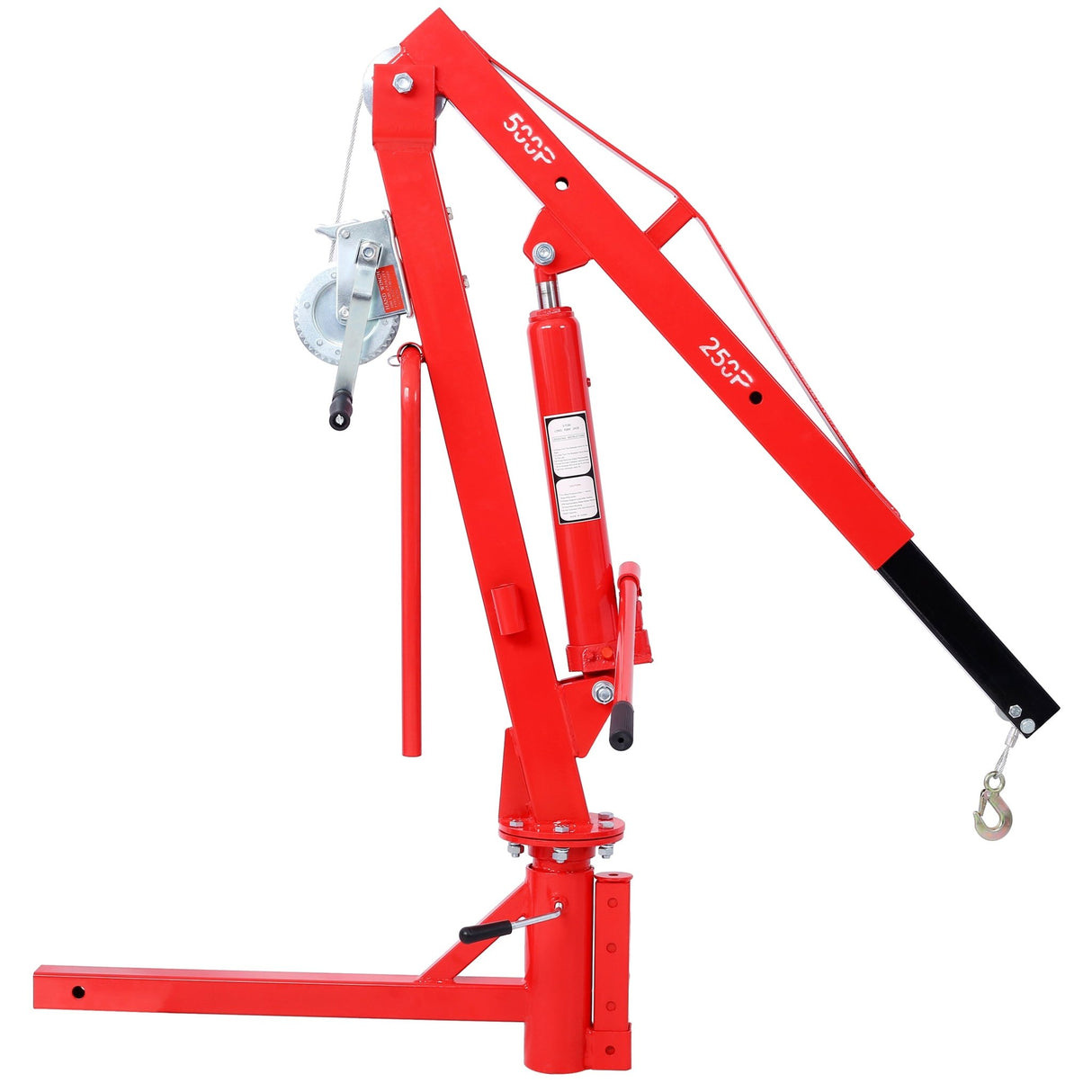 500Lb Pickup Truck Hydraulic PWC Dock Jib Engine Hoist Crane Hitch Mount Lift 2' - Red - Fab Heavy Parts