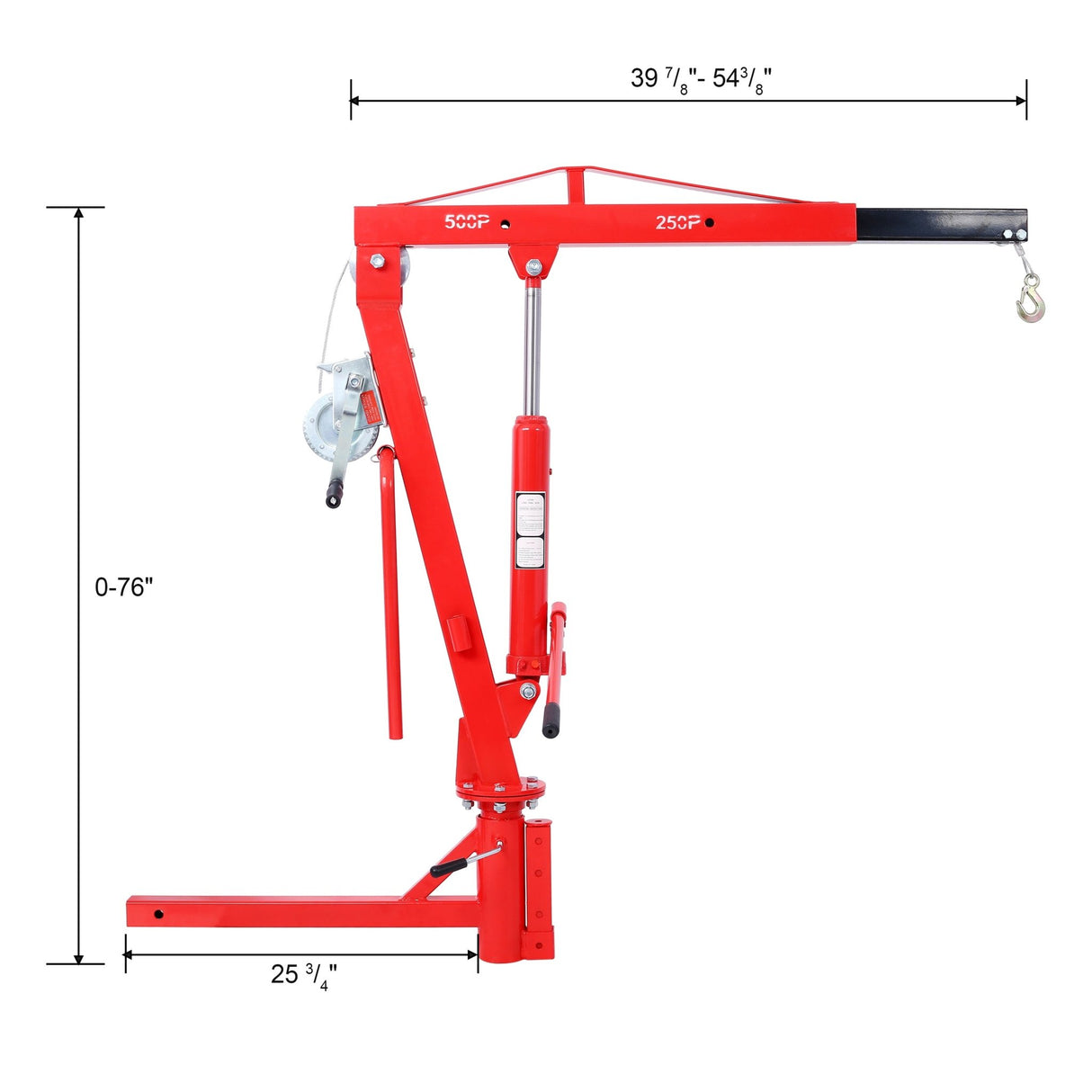 500Lb Pickup Truck Hydraulic PWC Dock Jib Engine Hoist Crane Hitch Mount Lift 2' - Red - Fab Heavy Parts