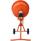 370W Portable Electric Concrete Mixer Cement Mixing Barrow Machine Mortar Handle with Wheel 4.6 cu/ft.--Orange