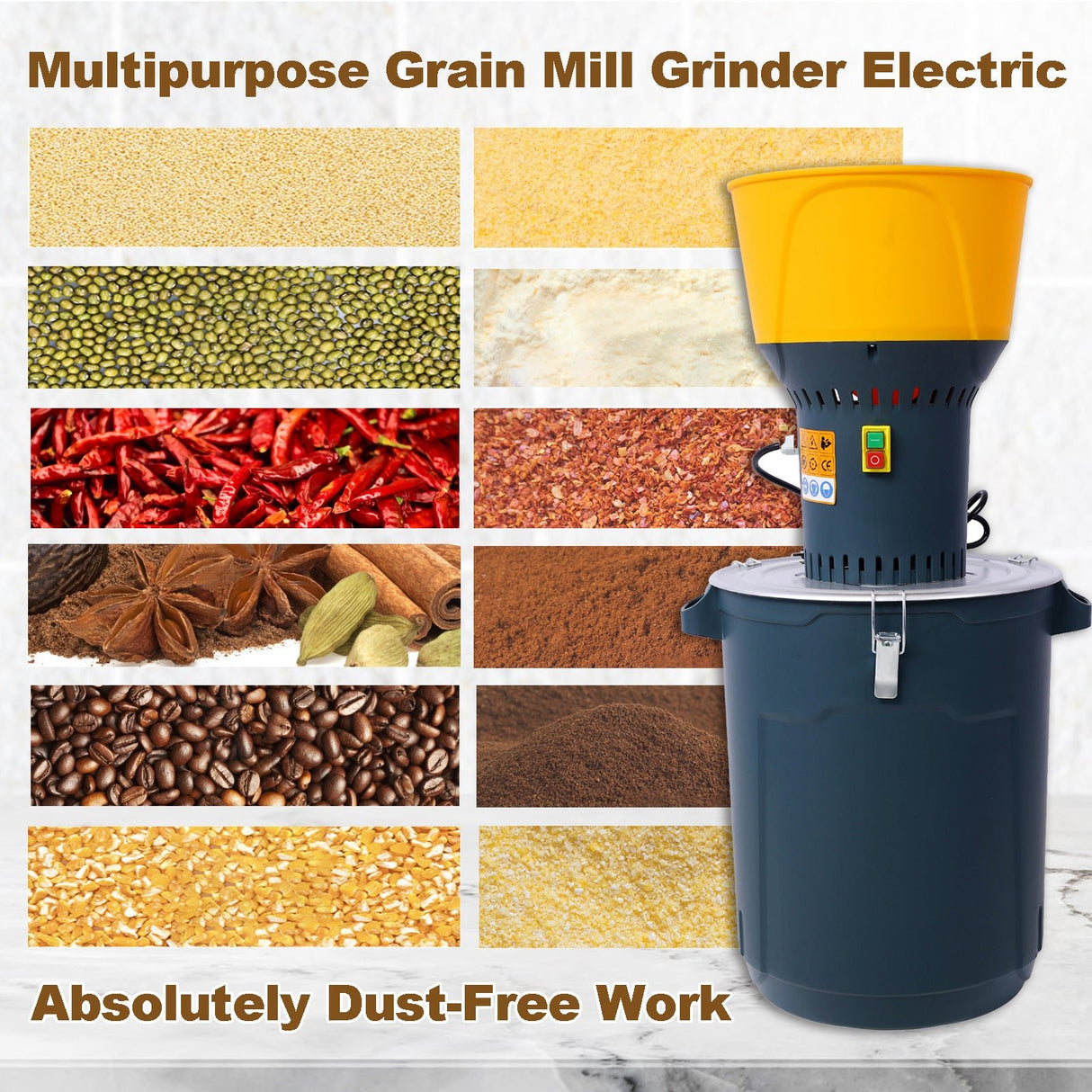 50L Grain Mill Grinder Electric Corn Grinder with 5 Grinder Sieves + 1 Wrench - Fab Heavy Parts