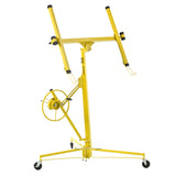 16 FT Drywall Lift Panel Rolling Hoist Jack Lifter Sheetrock Drywall Lifting Construction Tools Caster Wheel with Adjustable Telescopic Arm-Yellow