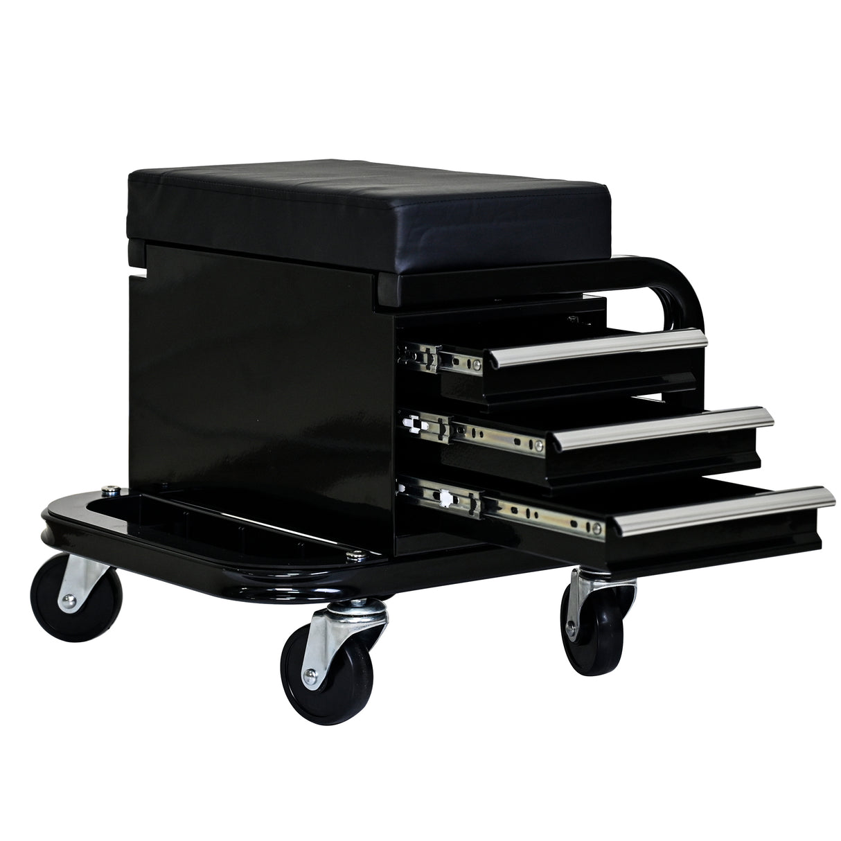 300 Lbs Capacity Heavy Duty Rolling Bench with 360 Degree Swivel Wheels--Black