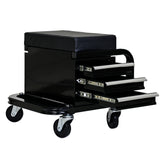 300 Lbs Capacity Heavy Duty Rolling Bench with 360 Degree Swivel Wheels--Black