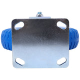 4PCS 8IN Flat Free (2PCS Swivel +2PCS Rigid) Caster Wheel Swivel Plate Steel Hub with Ball Bearings 5/8-Inch Bore Centered Axle Blue