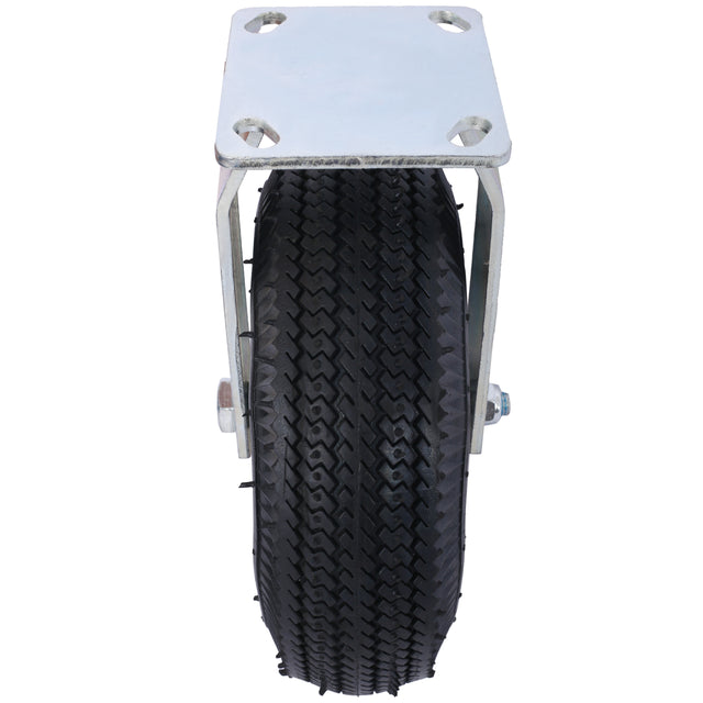 4PCS 10IN Pneumatic Tire(2PCS Swivel +2PCS Rigid) Caster Wheel Swivel Plate Steel Hub with Ball Bearings 5/8-Inch Bore Centered Axle Black