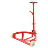 55 Gallon Drum Dolly with 2 Fixed PU Wheels and 1 Swivel Wheel 1200lbs Capacity - Red - Fab Heavy Parts
