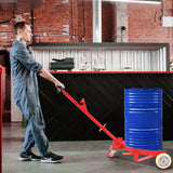 55 Gallon Drum Dolly with 2 Fixed PU Wheels and 1 Swivel Wheel 1200lbs Capacity - Red - Fab Heavy Parts