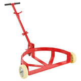 55 Gallon Drum Dolly with 2 Fixed PU Wheels and 1 Swivel Wheel 1200lbs Capacity - Red - Fab Heavy Parts