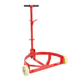55 Gallon Drum Dolly with 2 Fixed PU Wheels and 1 Swivel Wheel 1200lbs Capacity - Red - Fab Heavy Parts