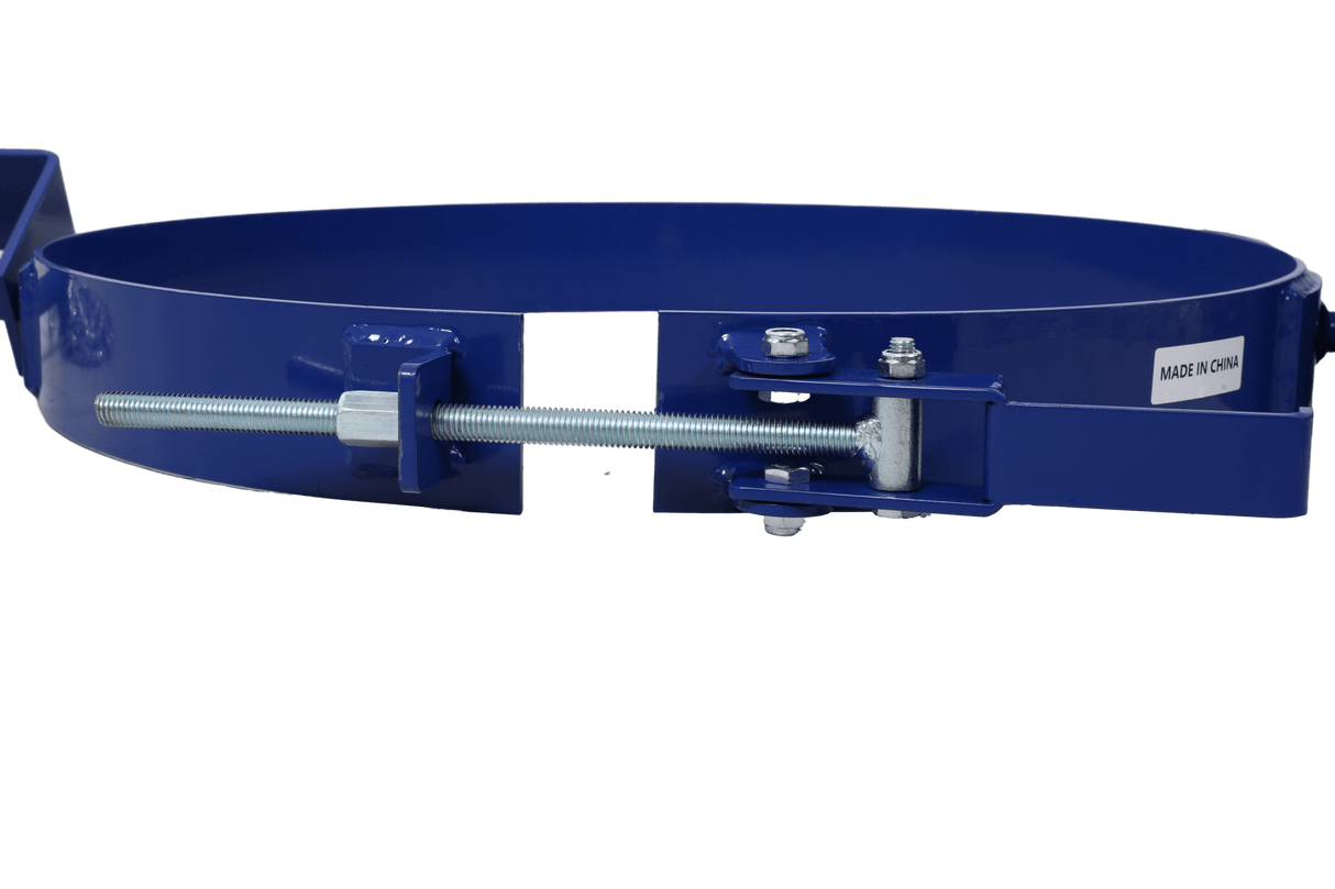 55 Gallon Drum Lifter Ring Steel Tilting Painted Carbon 1200 Lbs Capacity - Blue - Fab Heavy Parts