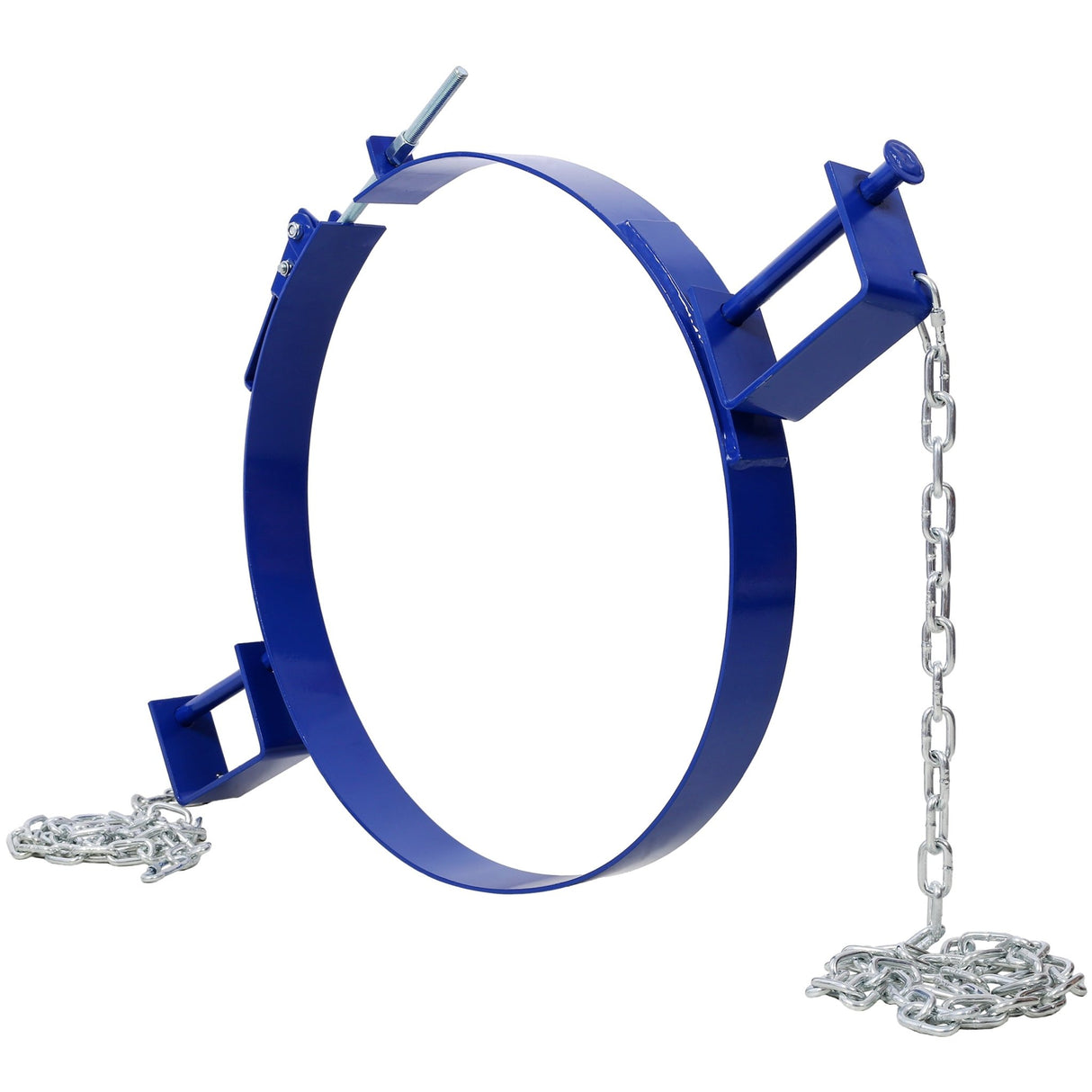 55 Gallon Drum Lifter Ring Steel Tilting Painted Carbon 1200 Lbs Capacity - Blue - Fab Heavy Parts