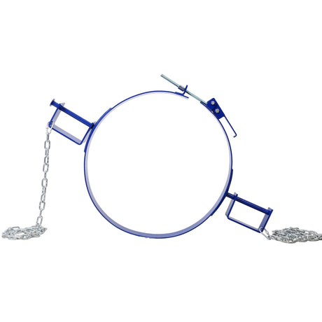55 Gallon Drum Lifter Ring Steel Tilting Painted Carbon 1200 Lbs Capacity - Blue - Fab Heavy Parts