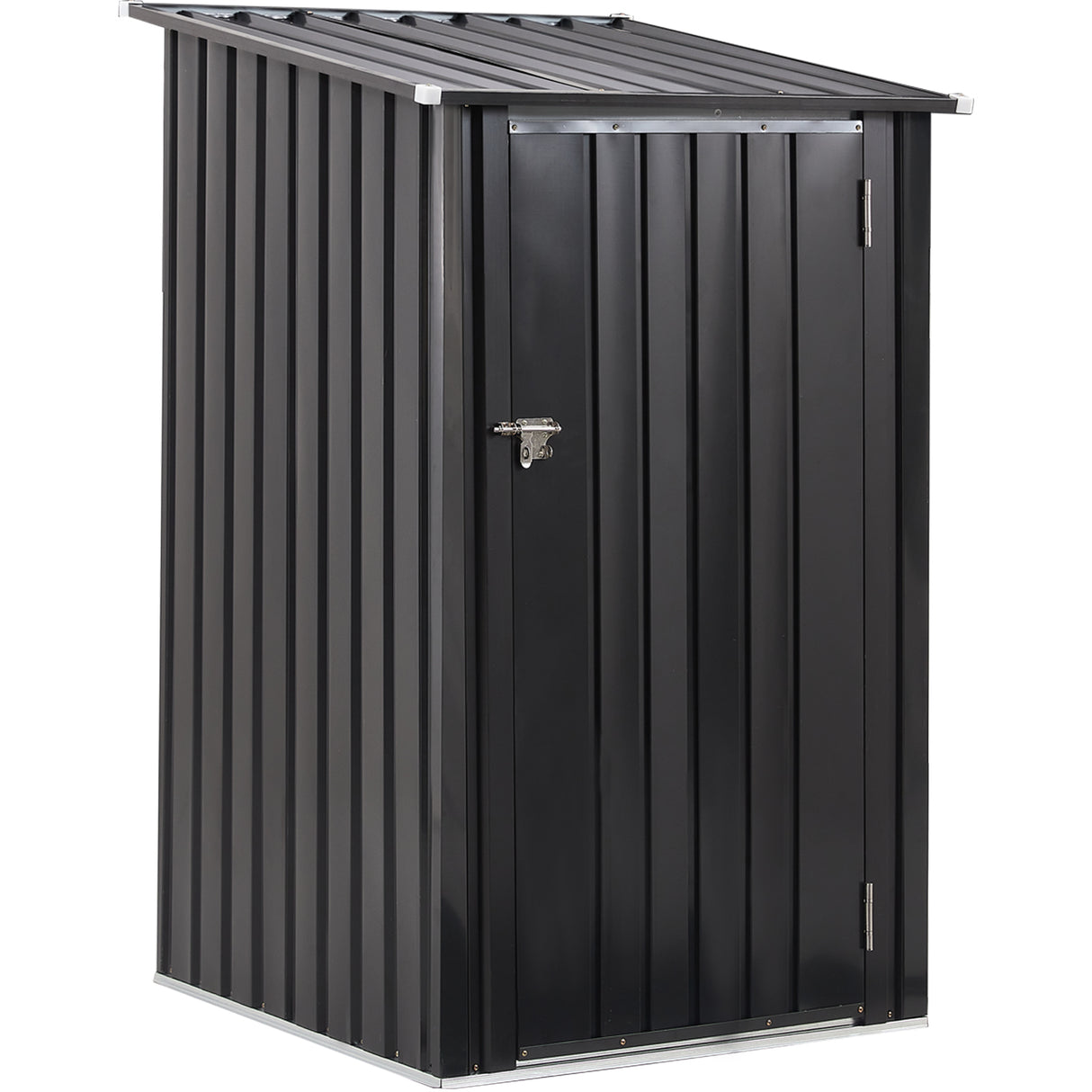 3 x 3 FT Outdoor Storage Shed with Single Lockable Door Metal Steel--Dark Gray
