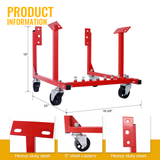 Cuna del motor con ruedas Chevy Small Block y Big Block Powder Coat 3in Heshy Services 1000 Lbs Capacidad-Red
