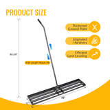Lawn Leveling Rake Tool 48"x10" Heavy Duty Effort Saving 7FT Steel Handle