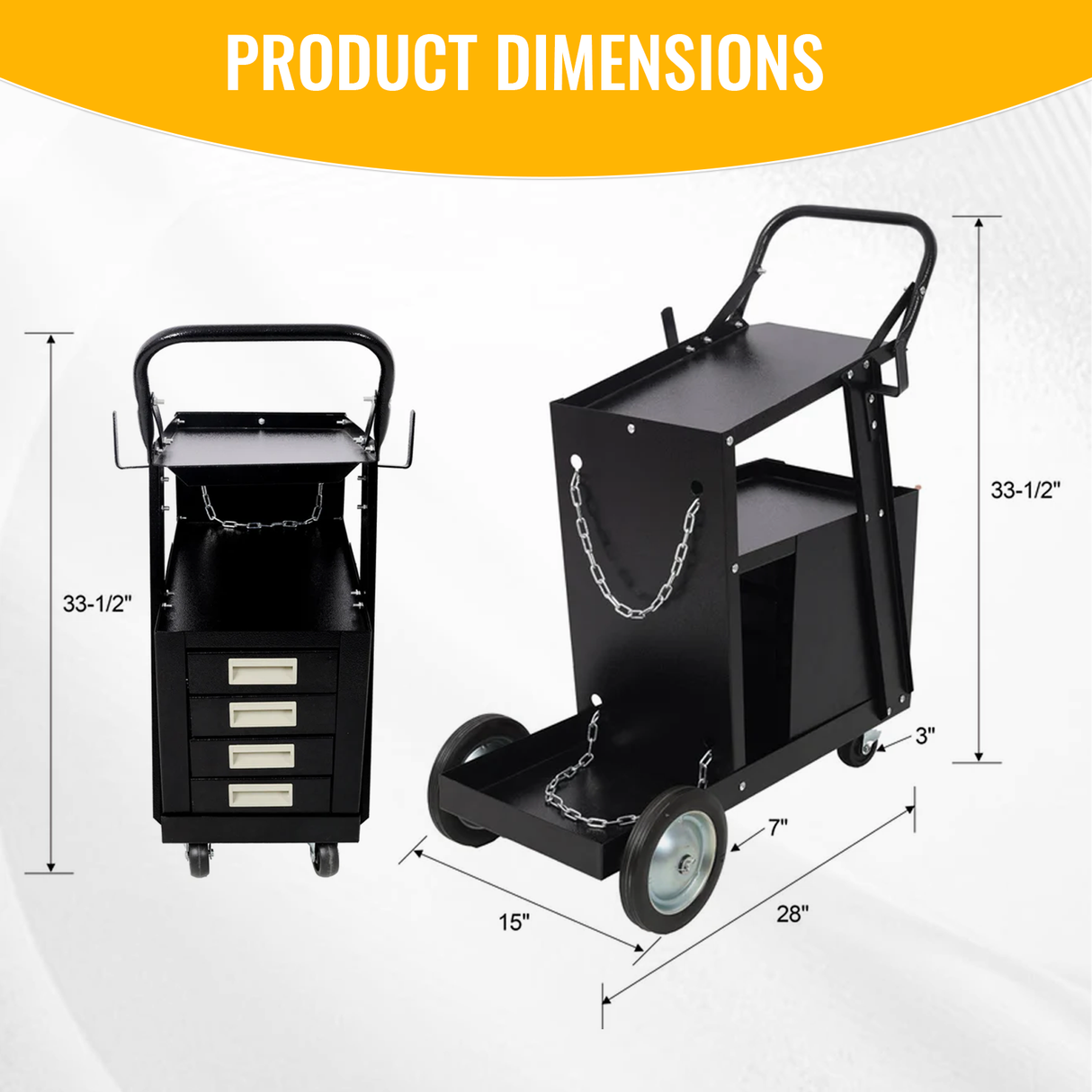 Heavy Duty 2-Tier 4 Drawers Rolling Welding Cart Portable Welder Storage Trolley with Wheels for MIG TIG ARC Welder Plasma Cutter and Welding Accessories