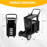 Heavy Duty 2-Tier 4 Drawers Rolling Welding Cart Portable Welder Storage Trolley with Wheels for MIG TIG ARC Welder Plasma Cutter and Welding Accessories