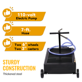 25 Gallon Low Profile Oil Drain Pan with Electric Pump--Black