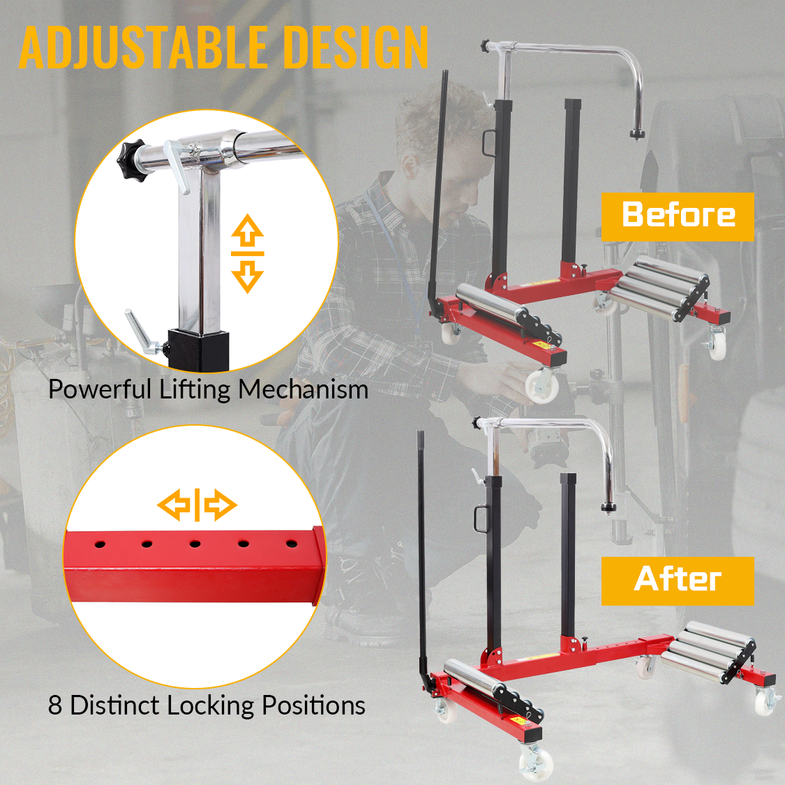 Truck Tractor Tire Wheel Dolly Heavy Duty Portable Dual Wheel Dolly with 2640 lb. Capacity