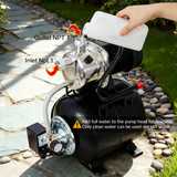 1.6HP Shallow Well Pump with Pressure Tank Garden Water Pump Irrigation Pump Automatic Stainless Steel Head