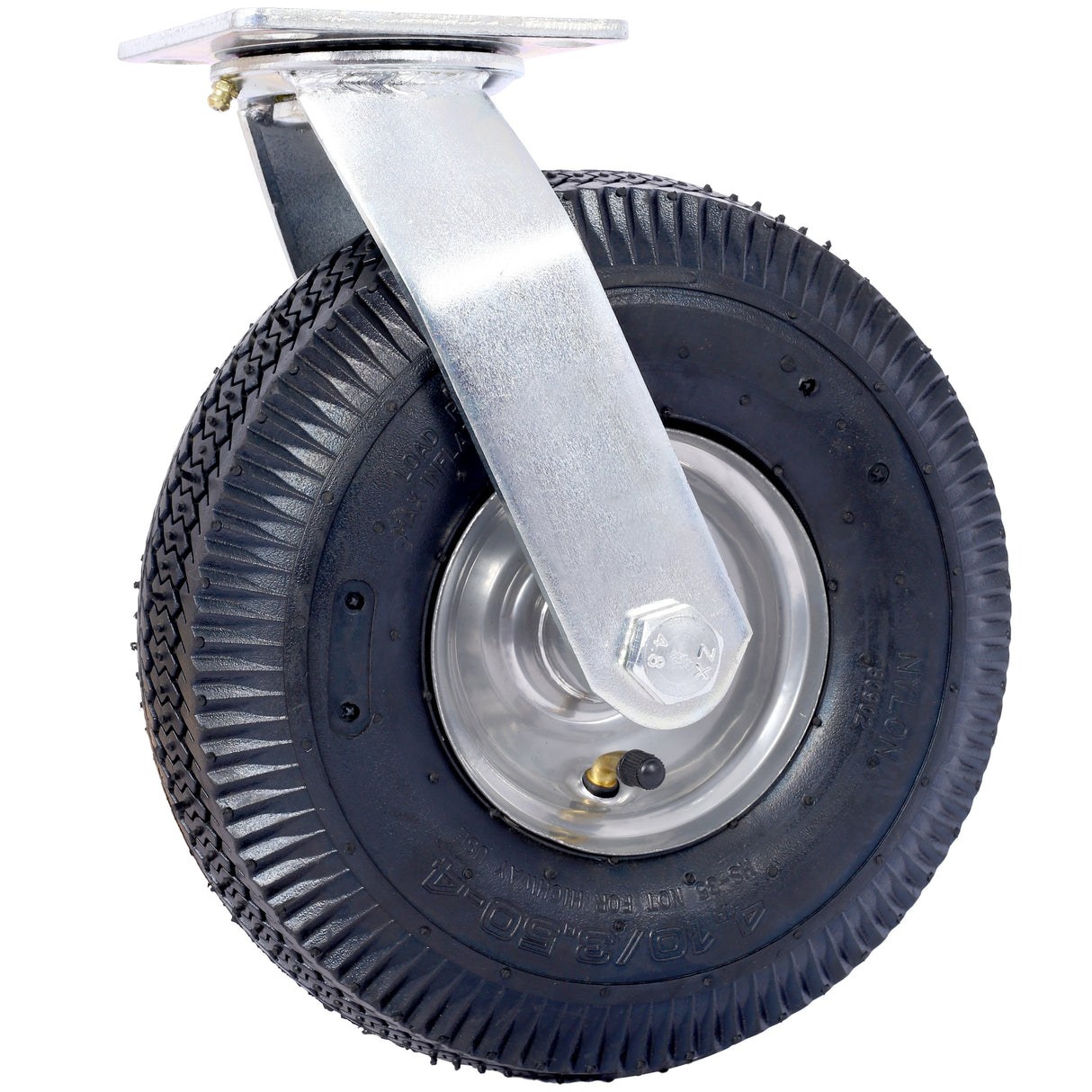 4PCS 10IN Pneumatic Tire(2PCS Swivel +2PCS Rigid) Caster Wheel Swivel Plate Steel Hub with Ball Bearings 5/8-Inch Bore Centered Axle Black