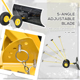 Snow Shovel with Wheels Cushioned Adjustable Angle Handle Removal Tool 29" Blade 10" Wheels--Yellow
