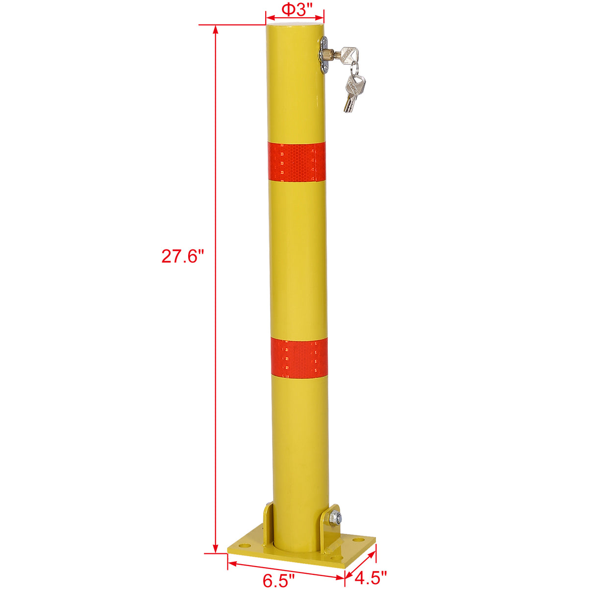Parking Bollard Pole Barrier with Lock Car Protection Posts Round--Yellow