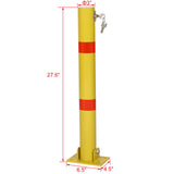 Parking Bollard Pole Barrier with Lock Car Protection Posts Round--Yellow