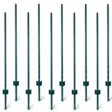 5Feet 10Pack Heavy Duty Metal Fence Post with U - Channel Steel U - Post for Holding Garden Wire Corner Anchor - Green - Fab Heavy Parts