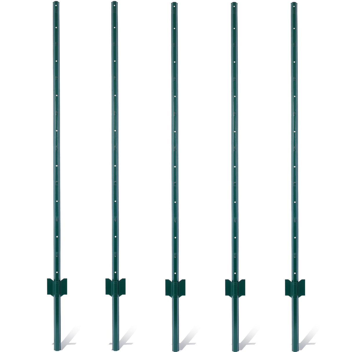 5Feet 5Pack Heavy Duty Metal Fence Post with U - Channel Steel U - Post for Holding Garden Wire Corner Anchor - Green - Fab Heavy Parts