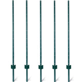 5Feet 5Pack Heavy Duty Metal Fence Post with U - Channel Steel U - Post for Holding Garden Wire Corner Anchor - Green - Fab Heavy Parts