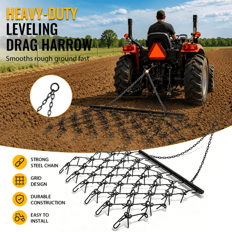 5FTX4.5FT Heavy-Duty Steel Drag Harrow Field Leveling Chain Rake for ATV UTV Compact Utility Tractor - Fab Heavy Parts