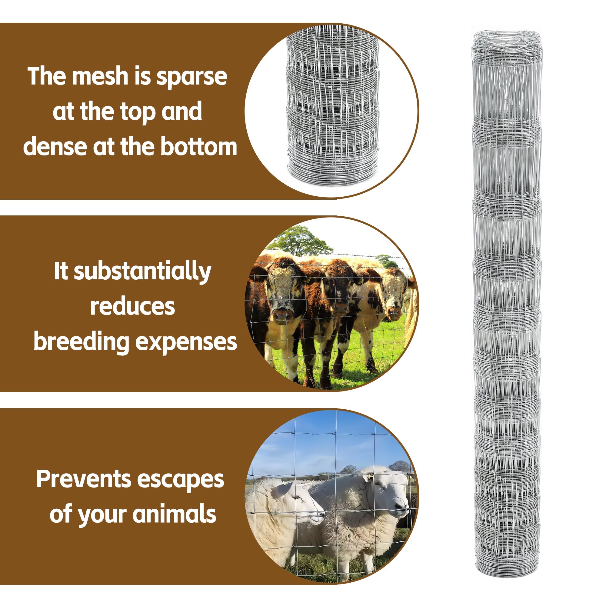 5x164 ft Advanced Weave Farm Enclosures Galvanized Farm Fence - Fab Heavy Parts
