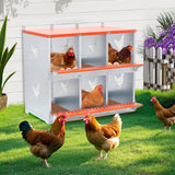 6 - Bay Metal Chicken Nesting Box Wall Mount Easy Egg Collection Vented Galvanized Steel - Orange - Fab Heavy Parts
