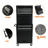 6 - Drawer Tool Storage Cabinet High Capacity Rolling Chest with Wheels and Drawers Black - Fab Heavy Parts