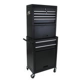 6 - Drawer Tool Storage Cabinet High Capacity Rolling Chest with Wheels and Drawers Black - Fab Heavy Parts