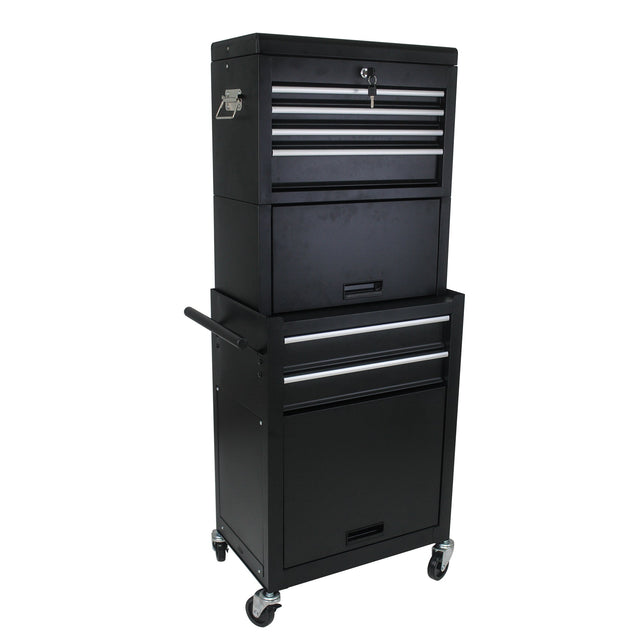 6 - Drawer Tool Storage Cabinet High Capacity Rolling Chest with Wheels and Drawers Black - Fab Heavy Parts