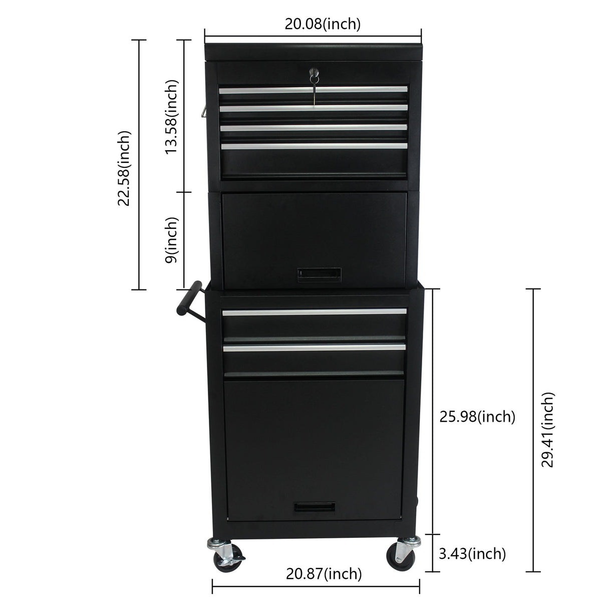 6 - Drawer Tool Storage Cabinet High Capacity Rolling Chest with Wheels and Drawers Black - Fab Heavy Parts
