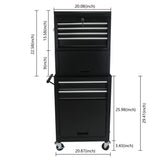 6 - Drawer Tool Storage Cabinet High Capacity Rolling Chest with Wheels and Drawers Black - Fab Heavy Parts