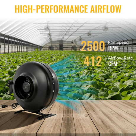 6 - Inch 412 CFM Inline Duct Fan Air Circulation Vent Blower - Fab Heavy Parts