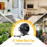 6 - Inch 412 CFM Inline Duct Fan Air Circulation Vent Blower - Fab Heavy Parts