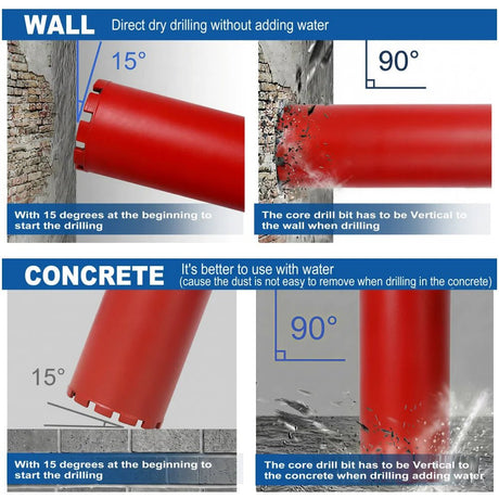 6 Inch Diamond Core Drill Bits 1-1/4"-7 Thread Diamond Core Bit for Cured Concrete with Rebar Hard Masonry Brick Block Stucco Stone - Fab Heavy Parts