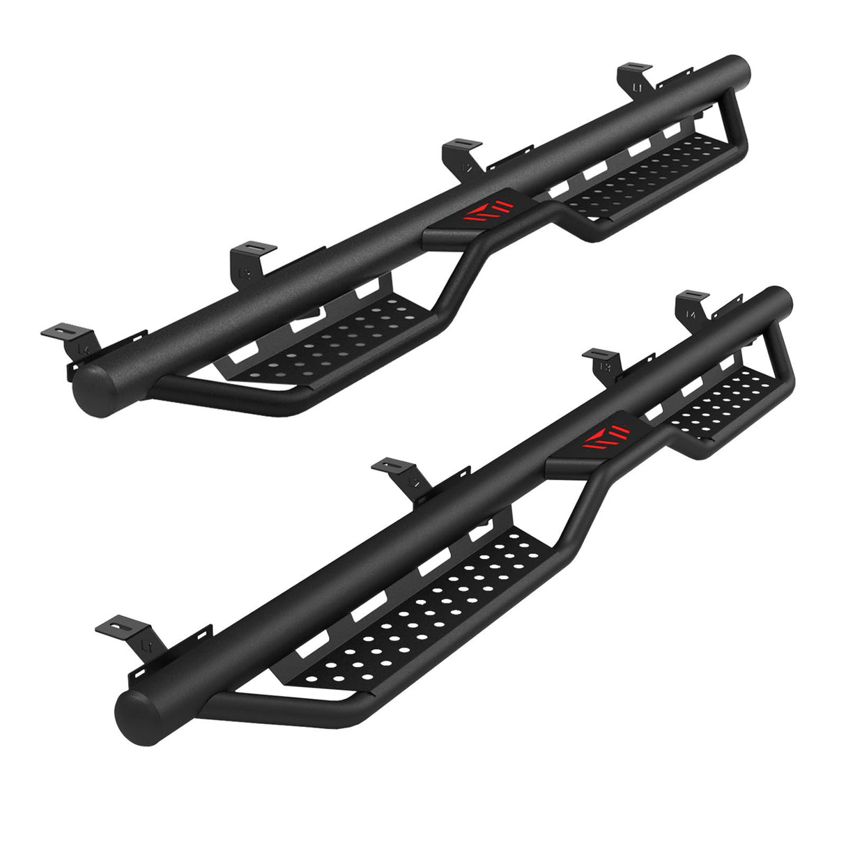 6 Inch Running Boards Fits For 2018 - 2025 Jeep Gladiator JT 4 Full Size Doors Two Stairs Coated Black Powder Coated Side Steps - Fab Heavy Parts