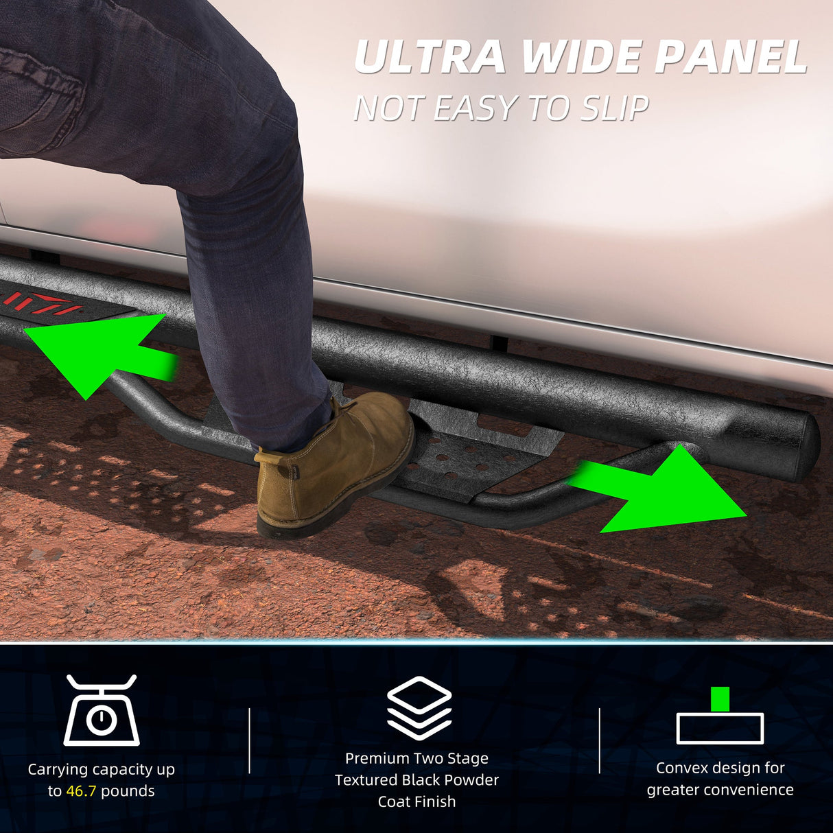 6 Inch Running Boards Fits For 2024 - 2025 Toyota Tacoma Double/Crew Cab 4 Full Doors Coated Black Powder Coated Side Steps - Fab Heavy Parts