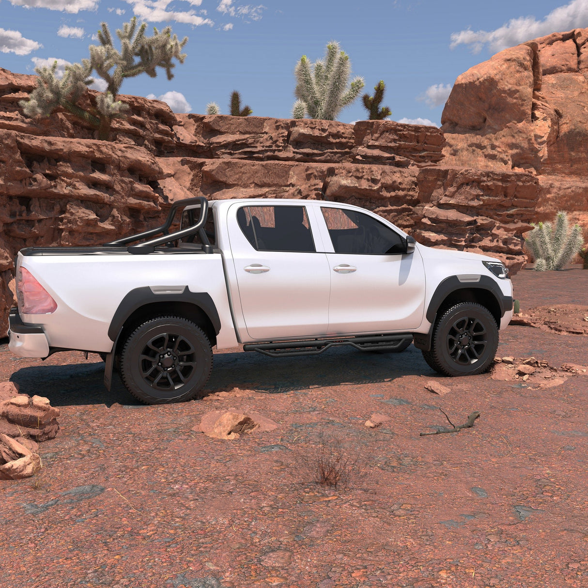 6 Inch Running Boards Fits For 2024 - 2025 Toyota Tacoma Double/Crew Cab 4 Full Doors Coated Black Powder Coated Side Steps - Fab Heavy Parts