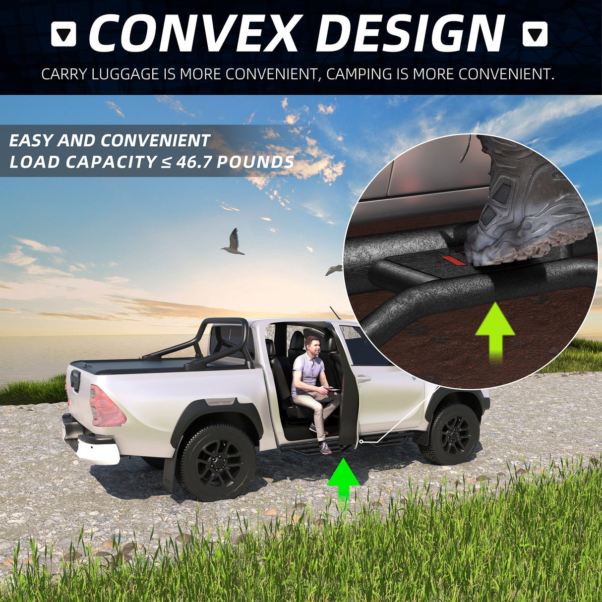 6 Inch Running Boards Fits For 2024 - 2025 Toyota Tacoma Double/Crew Cab 4 Full Doors Coated Black Powder Coated Side Steps - Fab Heavy Parts